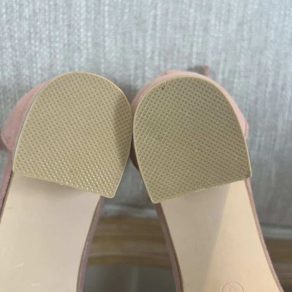 Allegra K Ankle Strap Block Low Heel Sandal Women's 6 Light Pink Wedding Summer - Picture 12 of 12